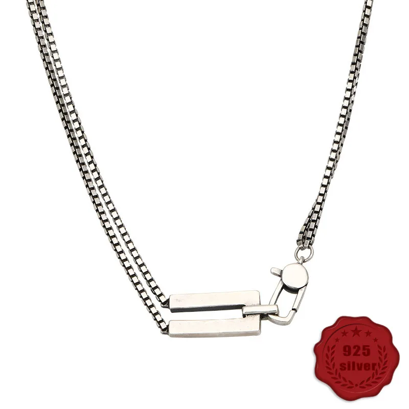 

925 sterling silver pendant personalized fashion temperament wild box chain simple and generous birthday gift 2019 new hot sale