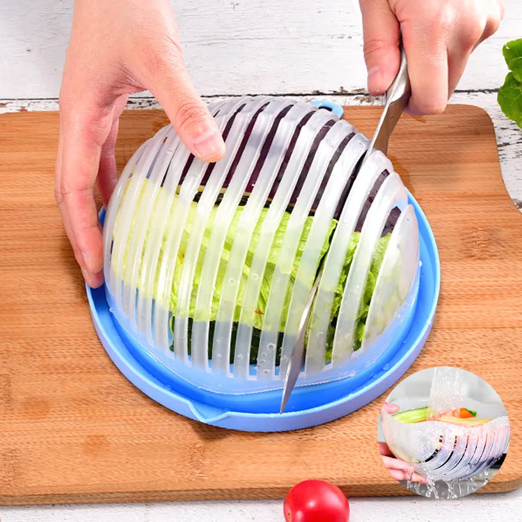 

1pcs Kitchen Cutting Bowl Quick Chop Wave Edge Salad Maker Fruit Vegetable Mixture Cutter Washing Strainer Kitchen Gadget Tool