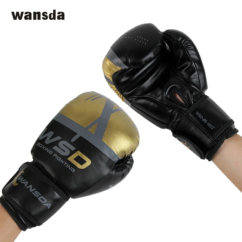 Adults MMA Gloves Boxing PU Leather Padding Knuckle Wrist Protection Glove