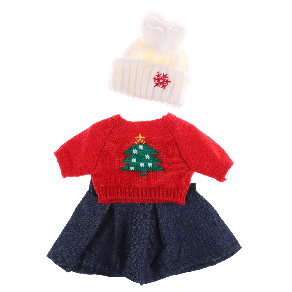 Детский свитер шляпа джинсы платье для куклы Барби для женщин, шерстяная шапка подходит 18 дюймов Кукла для девочек зимние комплекты одежды для детей подарок на день рождения 3 шт./компл