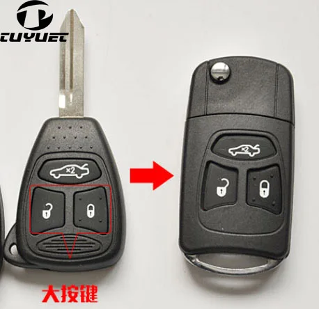 3 Buttons Modified Flip car Blank Key Shell Remote Case Fob For Chrysler 300C