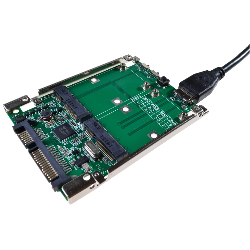 Бесплатная доставка 2 5 &quotSATA III к двойному мини SATA USB 3 0 mSATA SSD Raid контроллер карта
