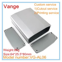 1 шт./лот экструзионные металлические корпуса 64*25,5*80 мм 6063-T5 алюминиевые проектные коробки diy для провода соединителя шасси