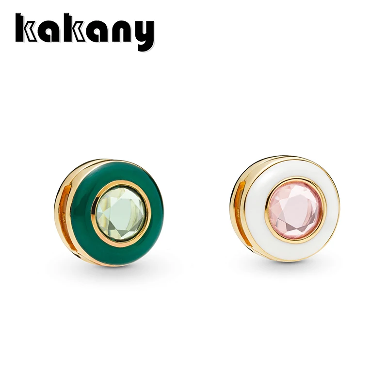 

KAKANY REFLEXIONS GREEN CIRCLE CLIP CHARM for Pandora Style Bracelets and Necklaces Original DIY925 Sterling Silver Jewelry
