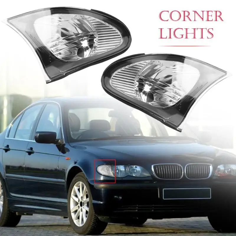 2 шт., прозрачные линзы, автомобильная Передняя Поворотная сигнальная лампа, индикатор, боковой угловой светильник, рамка без лампы для BMW 3 серии E46 Sedan 325i