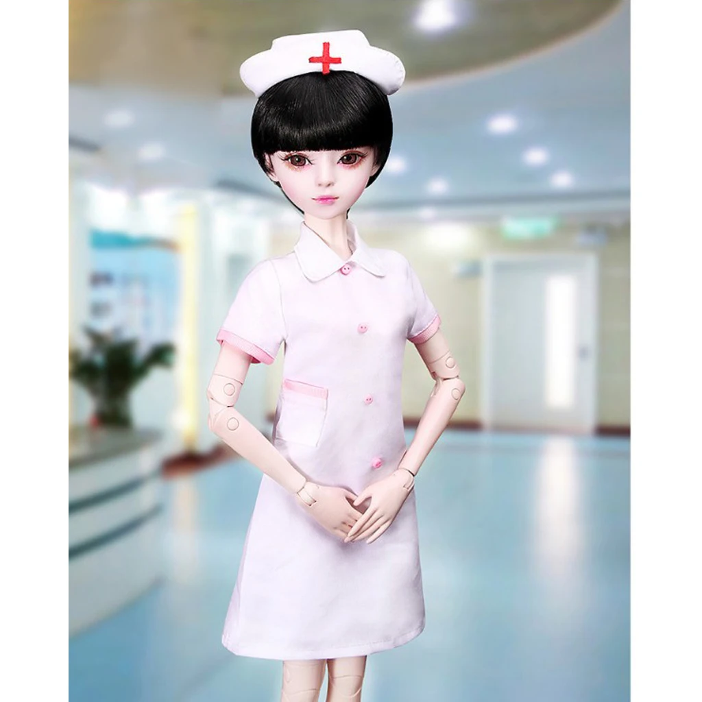 

Sweet 1/3 Jointed Female Doll with Pink Nurse Uniform Set for BJD Doll Girl Gift