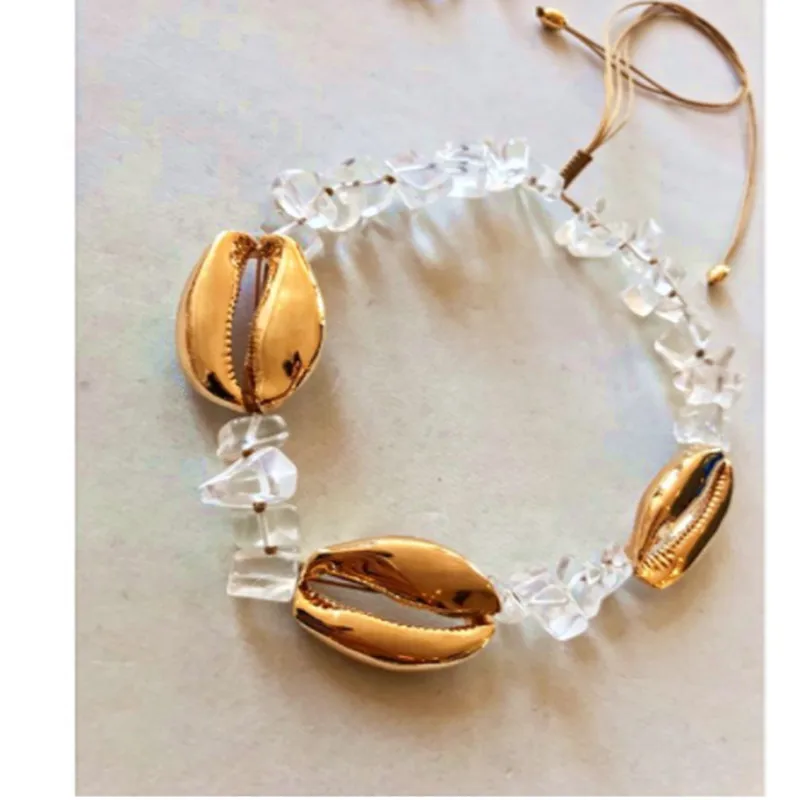 

Baroque fashion shell necklace collares natural stone crystal quartz NECKLACE collier women erkek kolye choker necklace Boho