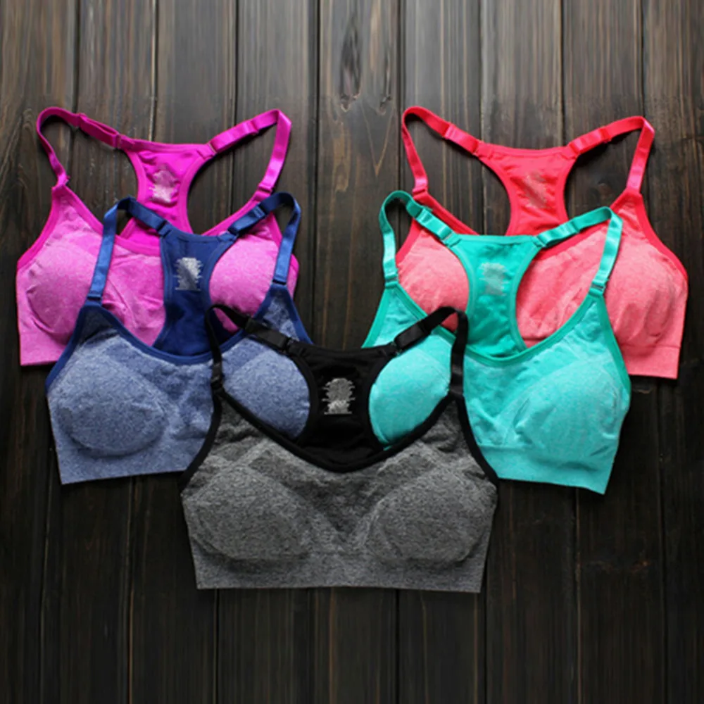sports bra Adjustable font b Shoulder b font Strap wire free Seamless for running 5 colors
