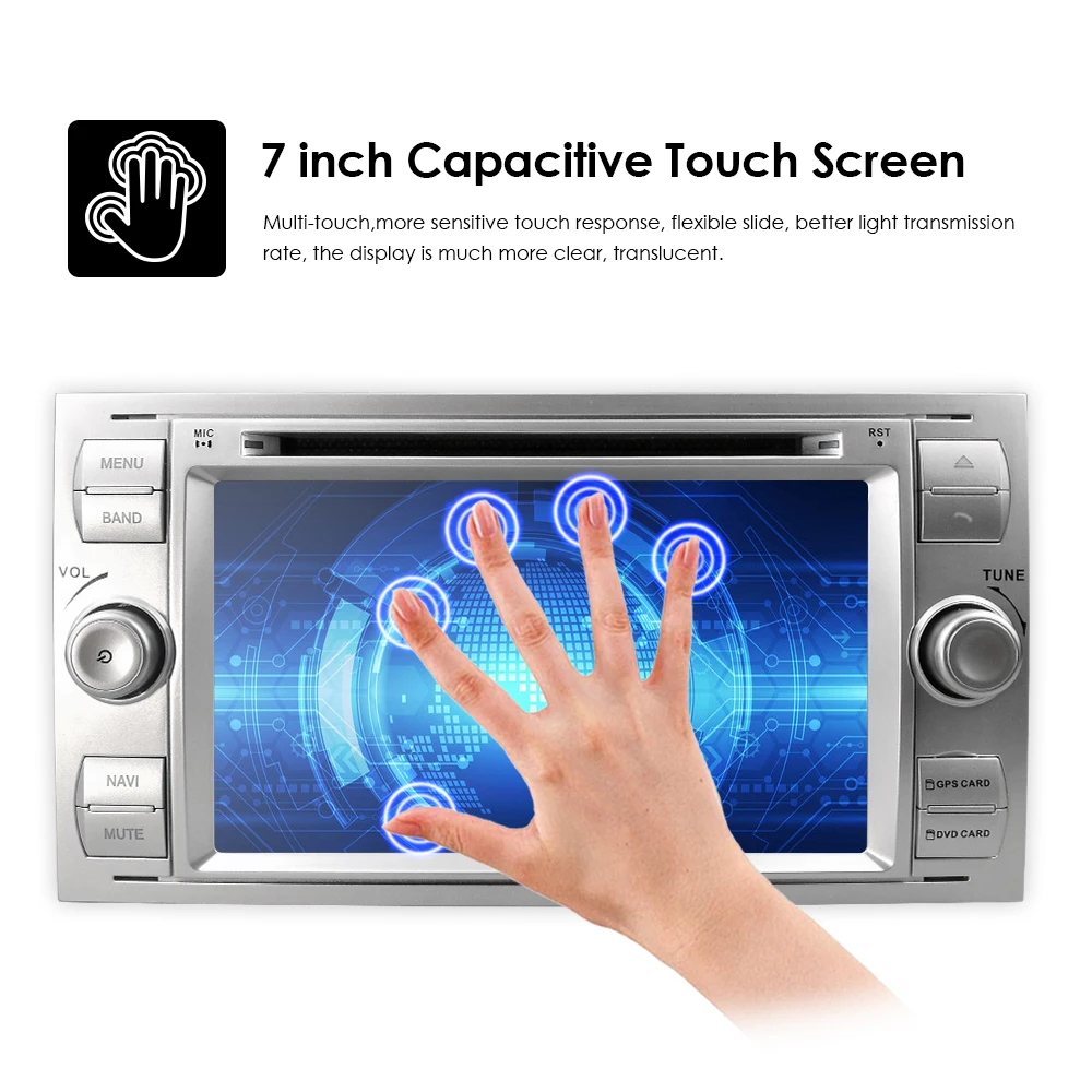 Perfect Free Camera +8G Map card Car DVD MP5 Player For Ford Focus/Mondeo/Transit/C-MAX/Fiest GPS DVR DAB+  RDS 1080P USB Cam in SWC 10