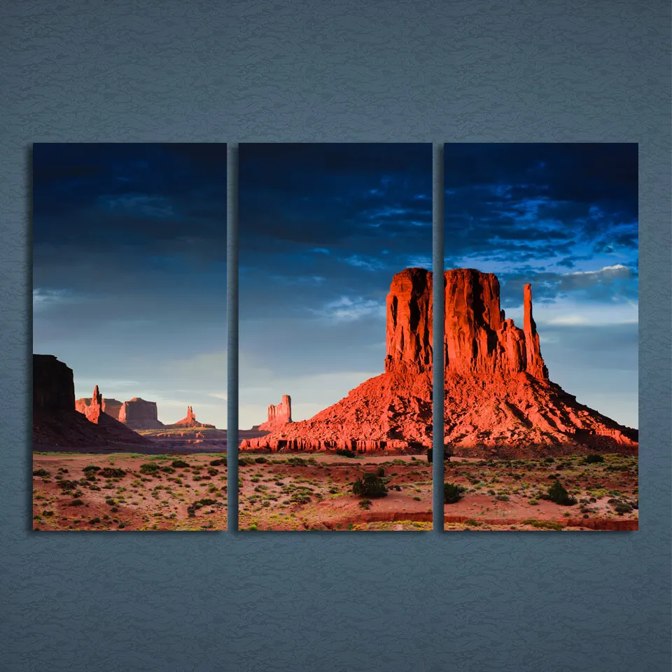 3 Pcs/Set Framed HD Printed Scottsdale Desert Red Rock Picture Wall Art
