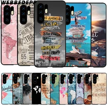 WEBBEDEPP mundo mapa viaje ir suave TPU funda para Huawei P8 P9 P10 P20 P30 Lite Pro P Smart 2019