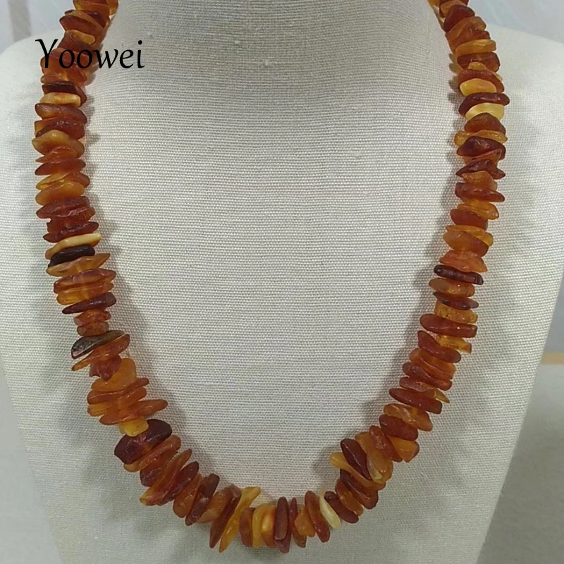 

Yoowei 27g Natural Amber Necklace for Women Luxurious Christmas Gift Adult Healing Necklace Baltic Original Chips Amber Jewelry
