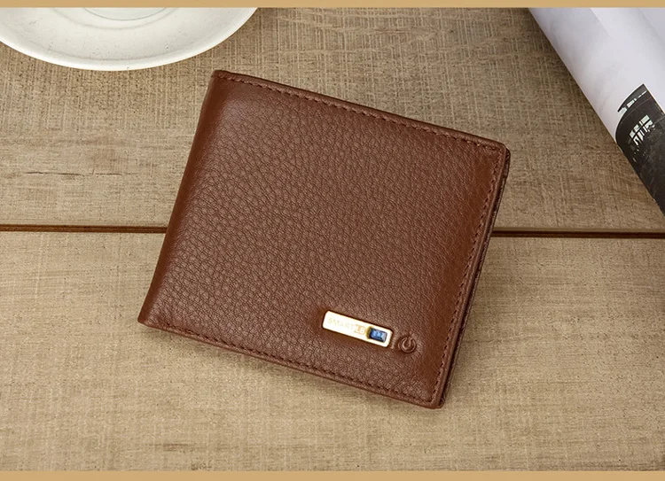 Смарт кожаный бумажник короткие бумажник многофункциональный Bluetooth Анти-потерянный Anti-theft моды складной кошелек