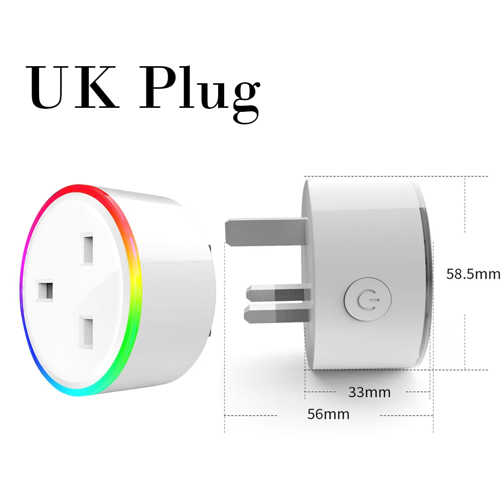 Умная розетка с Wi-Fi, разъем для управления RGB, светильник для сцены, 10 А, таймер для мониторинга энергии, переключатель голосового управления от Alexa Google Home IFTTT - Комплект: UK Plug