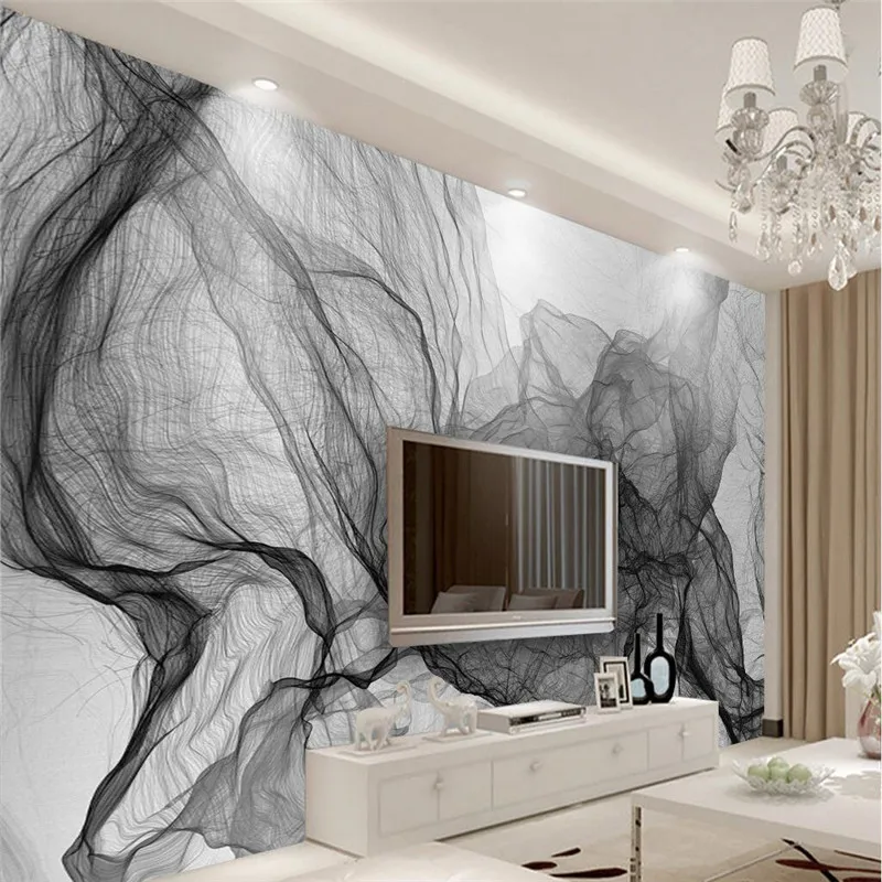 Custom Any Size Modern Wall Paper Living Room Background Black Lines Abstract Art Wall Covering Home Decor Mural Wallpaper