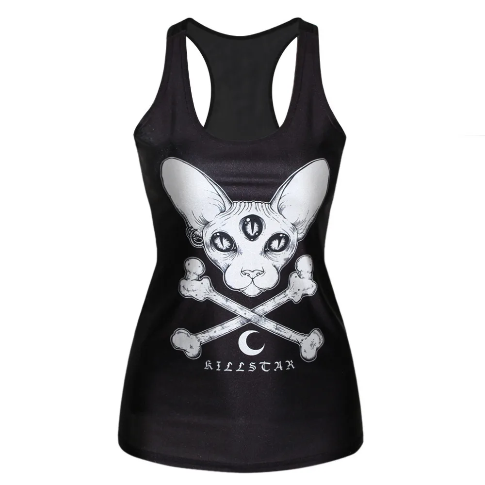 

Punk Style 3D O-neck Women Vest Tops For 2015 F217