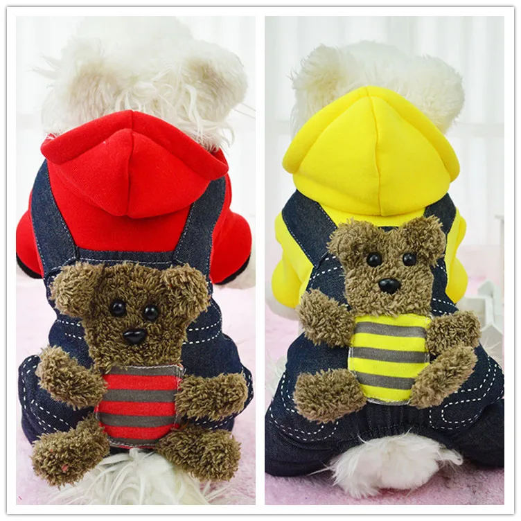 

Cute Cartoon Bear Pet Cat Clothing Dog Costume Apparel Dog Jumpsuit Pants Puppy Winter Coat Jacket Hoodies Soft Warm 1PC