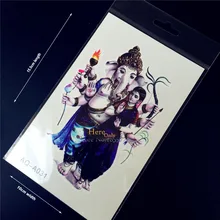 New 1PC Disposable Waterproof Arm Tattoos Elephant Ganesha God Buddha Indian Women Design Flash Temporary Tattoo Stickers HAQA31