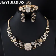 Jiayi Jiaduo-ensemble de bijoux de mariée africaine pour femmes, ensemble de boucles d'oreilles collier en cristal couleur or, cadeau d'affectation de mariage