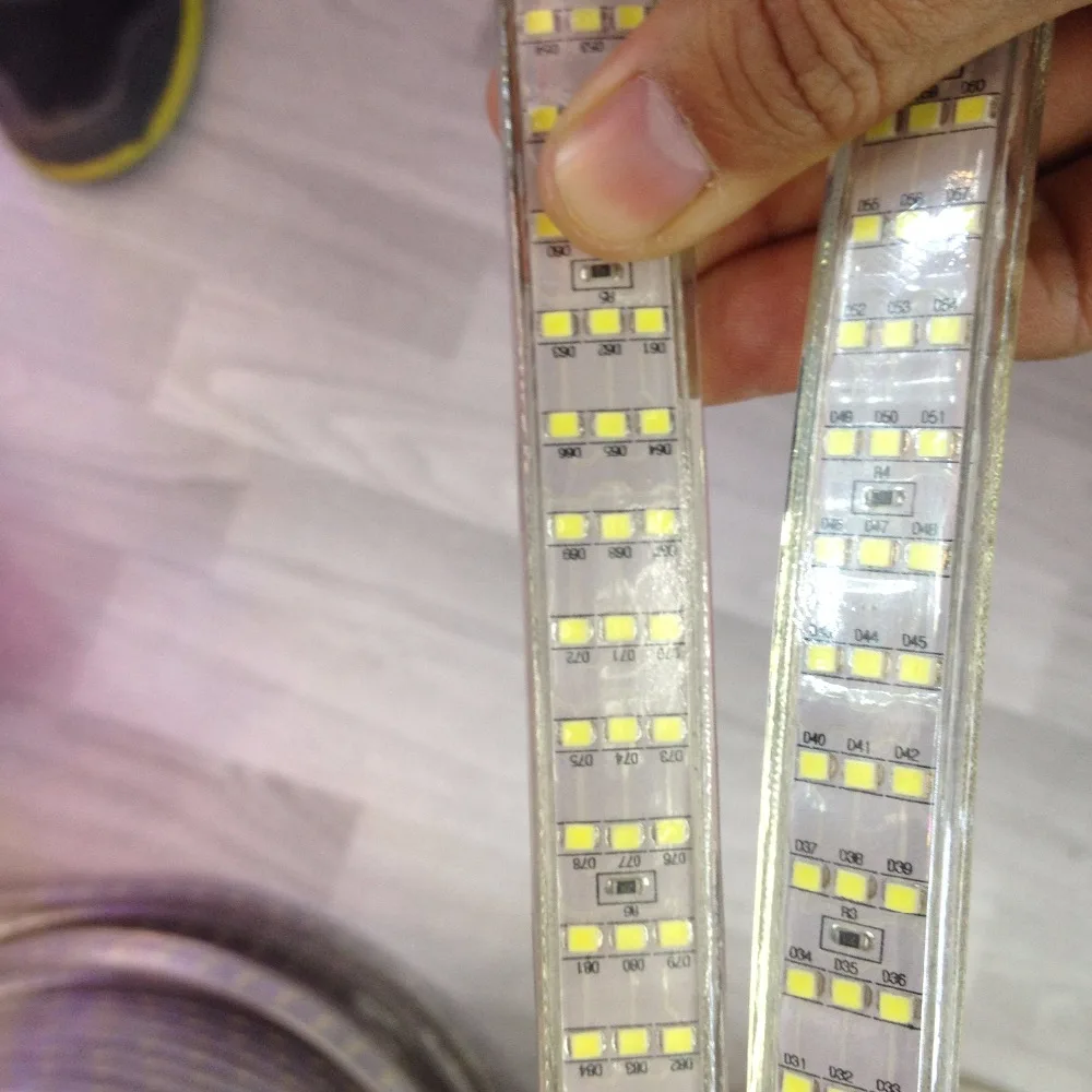 

276Leds/m SMD 2835 LED Strip 220V 240V Waterproof Three Row LED Tape Rope Light Warm White Home Decoration Lights free shipping