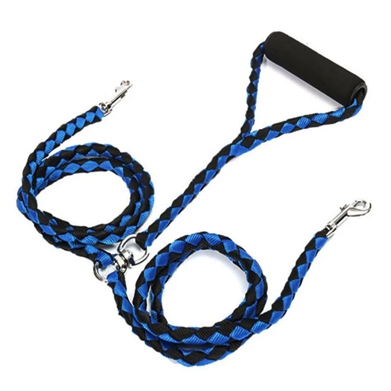 Fashion Double Dog Leash for Two Dogs Braided Tangle Free Dual Pet Dog