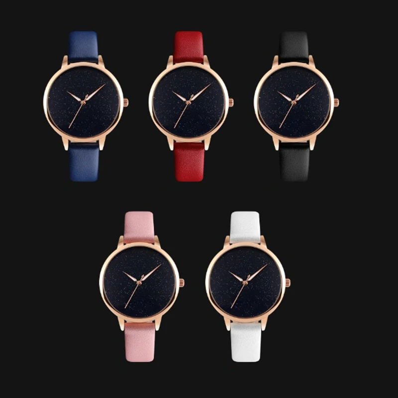 

Women's Quartz Starlight Dial Watch Water Resistance Lady Wrist Watches Casual Leather Analog Fashion Watches Gifts Hot Sales
