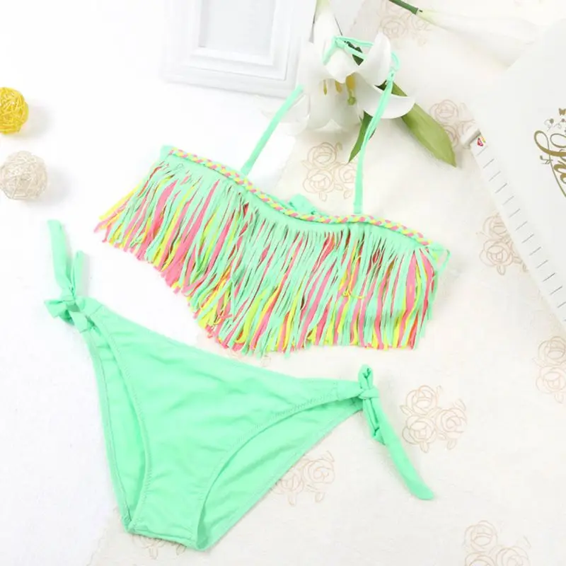 

3~12 Year Kids Bikini Swimwear Bathing Sets Kid Swimming Suit Tassel Swimsuit Children Bikinis Baby Swimsuit 2018 Set