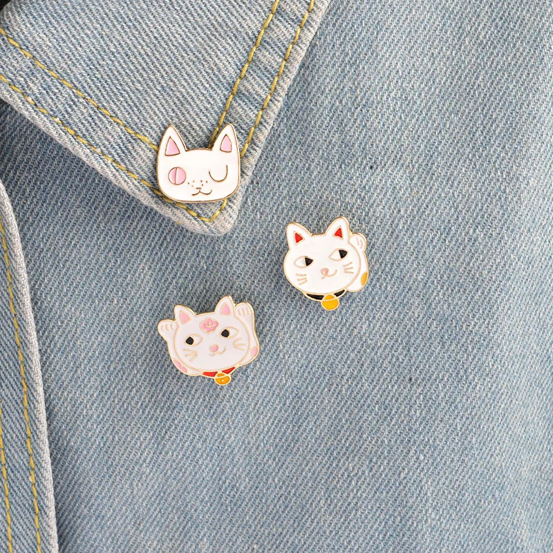 1 шт./3 шт. Фортуна cat металлический штырь значки на рюкзак джинсы броши булавки для