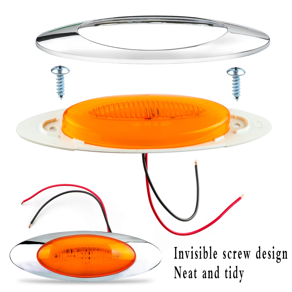 Keyecu 6-5/" Янтарный 9 led Овальный боковой габаритный светильник, сигнальный светильник поворота, панель кабины, габаритный светильник GLO, боковой светильник для Peterbilt 12V