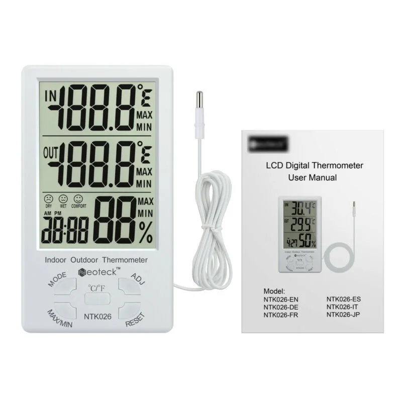 

Compact Digital Thermometer White Home Decoration Accessories Weather Indoor Outdoor Hygrothermograph
