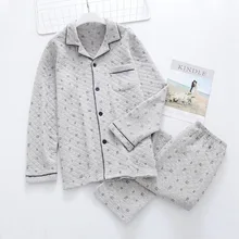 Осень и зима с длинным рукавом утолщенные хлопковые прослойки мужские пижамы флисовые пижамы мужские размера плюс пижамы 2 шт Набор пижамы