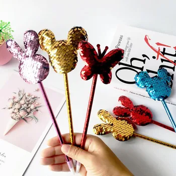 

1pc Cute Single-sided Sequin Animal Shape Ballpoint Pen Cartoon Office School Supplies Blue Ink Pen Kawaii Pen Korean Stationery