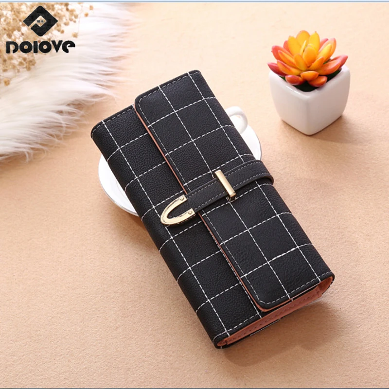 

DOLOV New women's wallet Korean version of the frosted Lingge long wallet female multi-card buckle wallet card package
