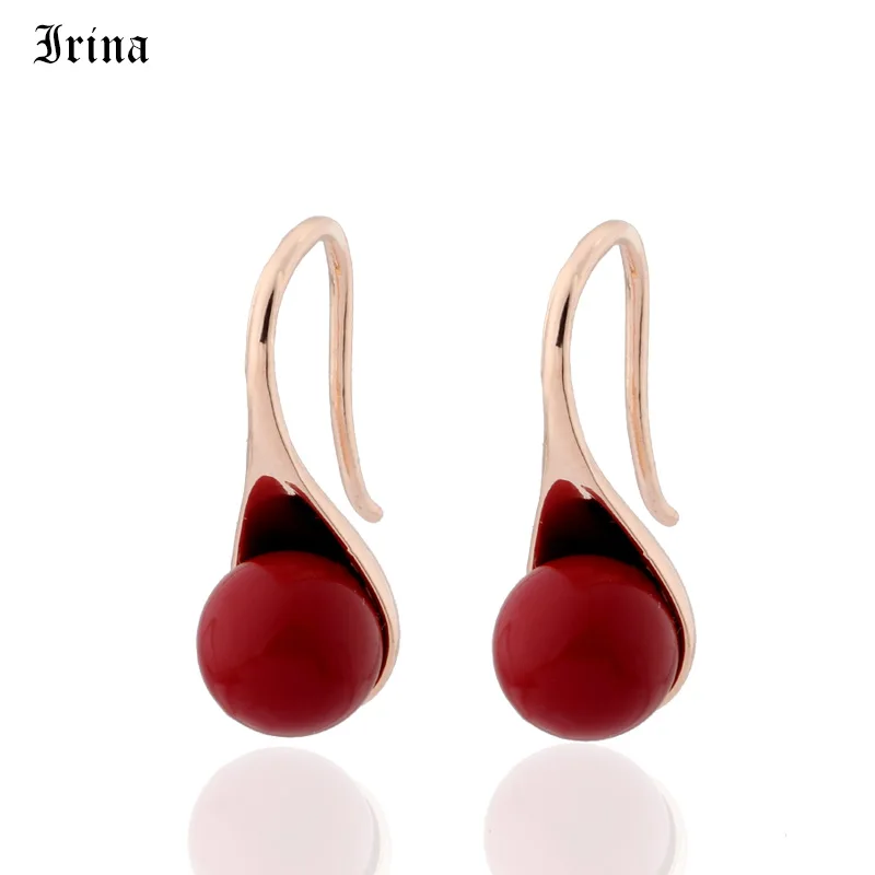 

Irina Shineland Fashion Imitation pearls Copper Metal Drop Earrings Gold Color Long Dangle Earrings Women Party Jewelry