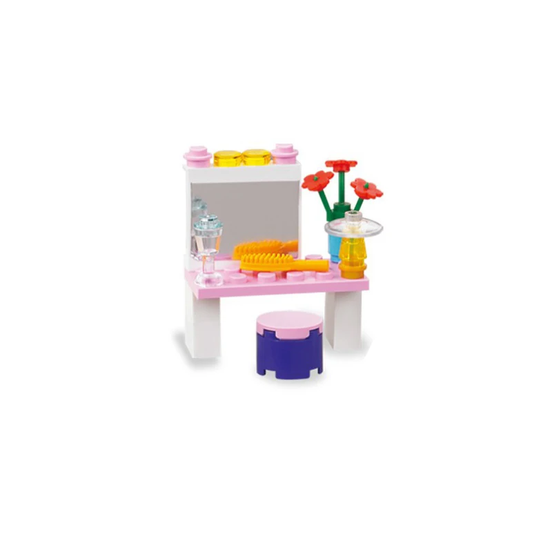 City Friends Dresser/Computer Table/Lockers Box/Beach Castle/Holiday Girl Princess Compatible with Legoing Kids Block Gift Toys