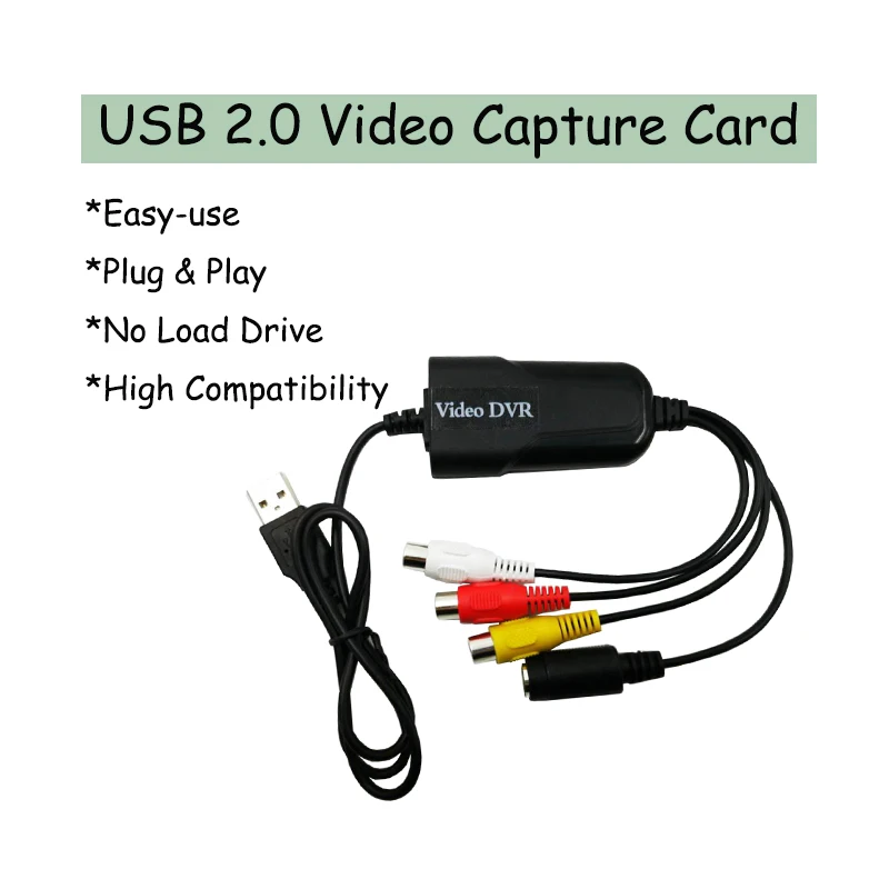

USB 2.0 Video Capture Card No Need to Install the Drive CVBS/AV & S-Video to USB 2.0 Use for VHS Cameras DVD Support Windows 10