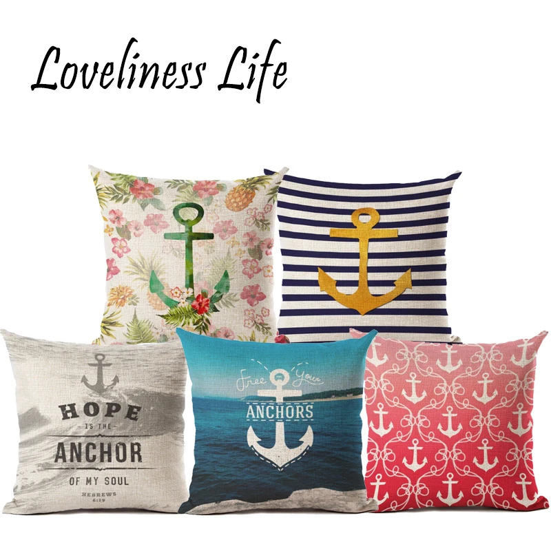 

Nautical Anchor Sailor Sailing Map Cotton Cushion Sofa Piaochuang Pad Home Decoration For Christmas Pillow Cover Cushion Cover