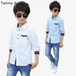 Tammy Ada/Новинка 2018 года, весенние рубашки для мальчиков в розницу рубашки с длинными рукавами для маленьких мальчиков детские рубашки для