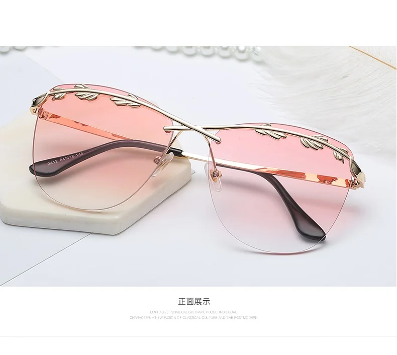 Оливковый лист Уличная мода тренд Солнцезащитные очки женские уличный стиль Солнцезащитные очки женские негабаритные солнцезащитные очки розовые странные оригинальные - Цвет линз: PinkGradient
