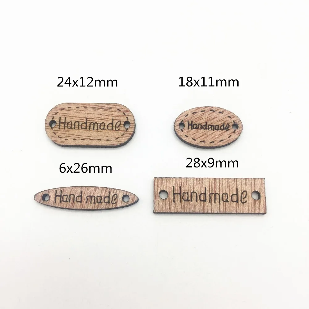 

100pcs Brown Wooden Rectangle Oval Square Handmade Connectors Tags Embellishments DIY Crafts Wedding Decorations Button