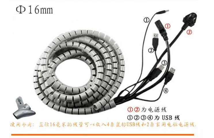 1 м Кабельный органайзер держатель провода кабель рукав управление для компьютера спиральная трубка устройство для сматывания кабеля провода на молнии галстук органайзеры с зажимом