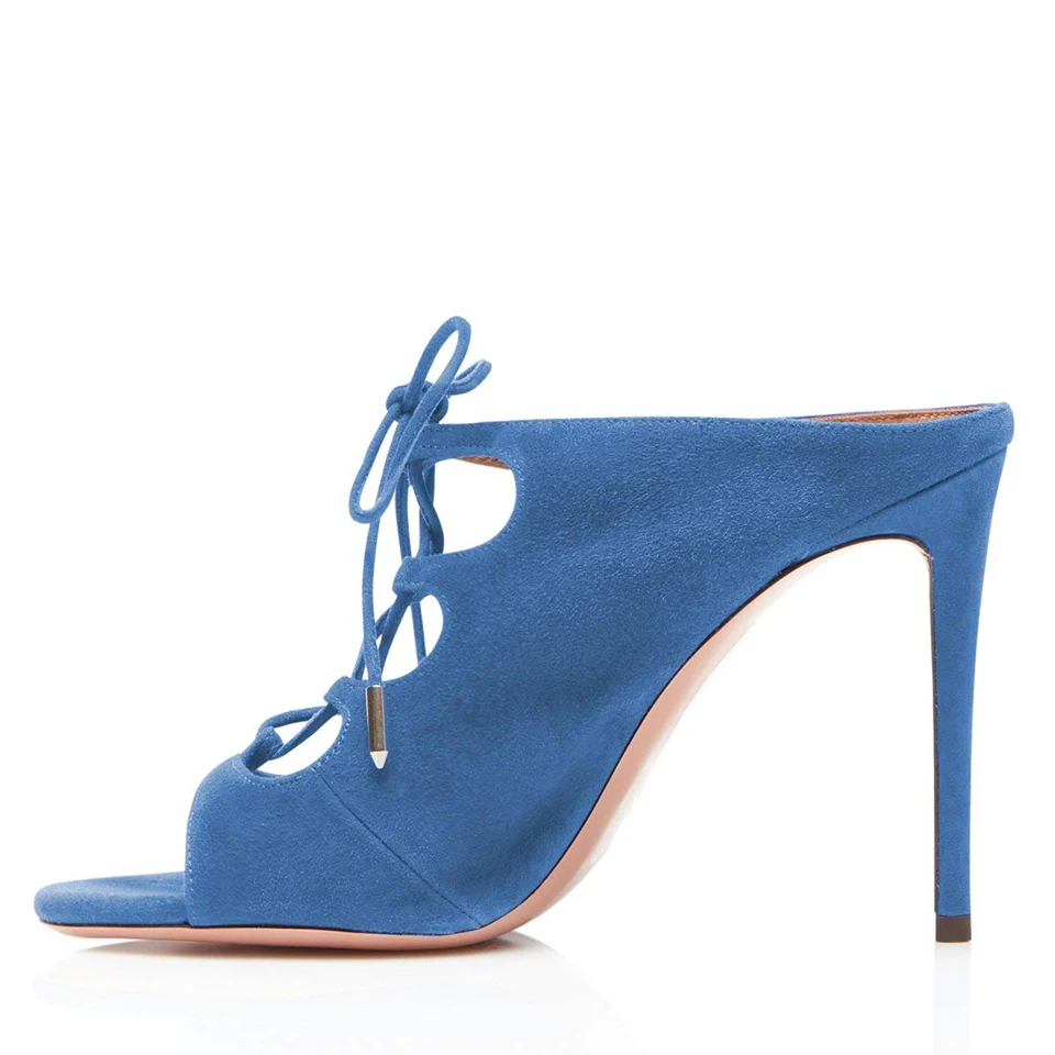Kmeioo/Женская обувь; американские размеры 5-15; Туфли-гладиаторские шлепанцы на высоком каблуке со шнуровкой и вырезами; свадебные туфли на шпильке с открытым носком