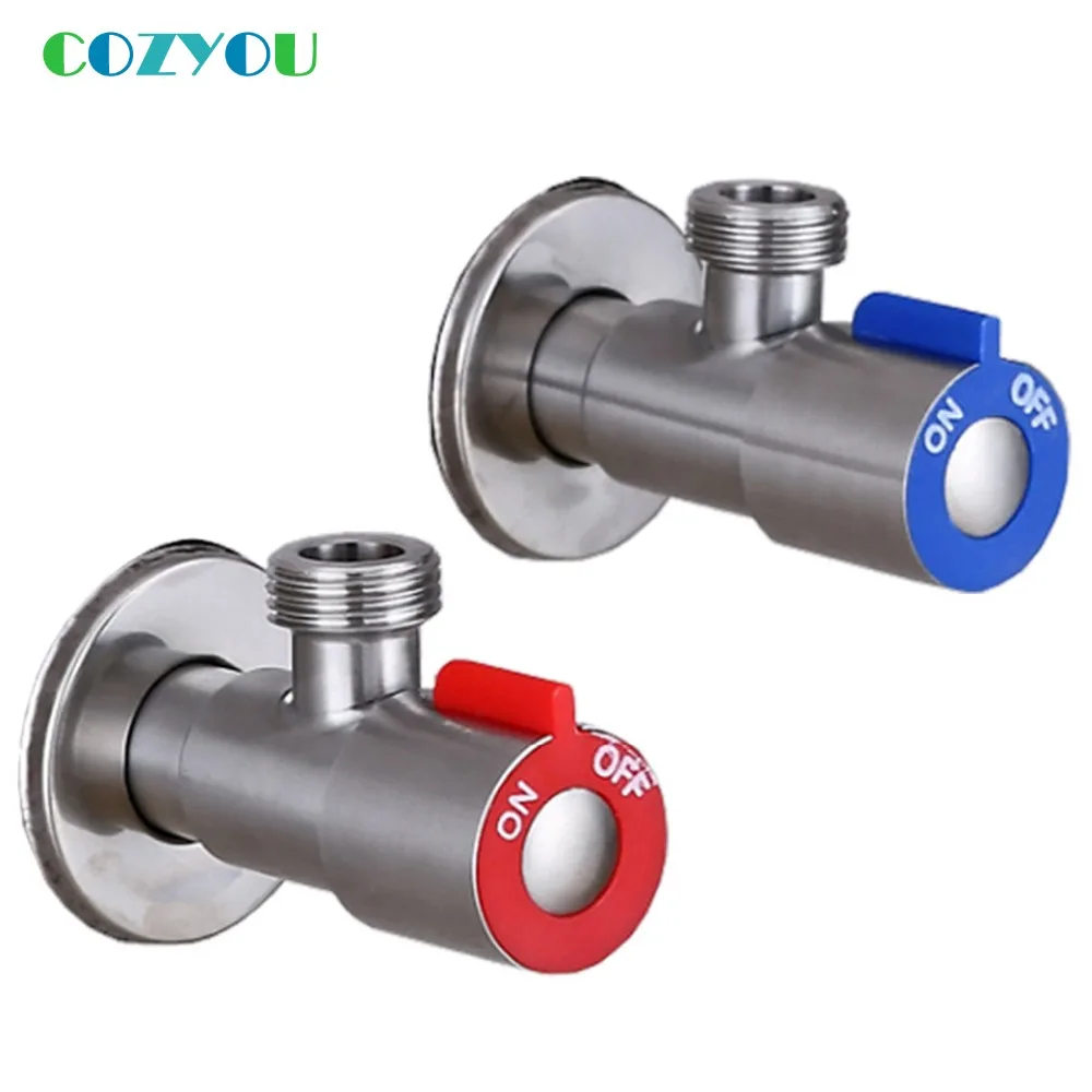 

luxurious hotel Inlet valve, 304 stainless steel, thicker ,Magnetized angle valve, Drawing, Matte, red and blue, Rotary switch