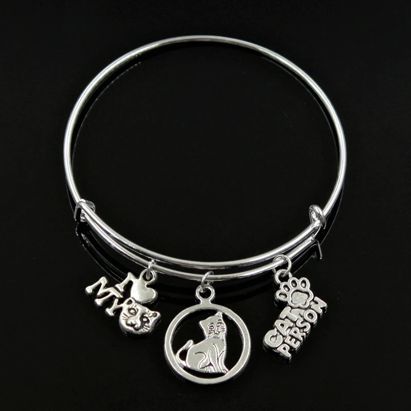 Серебряный металлический женский браслет винтажный I love my cat person cat friend амулет лапа аксессуар мужские браслеты украшения подарки