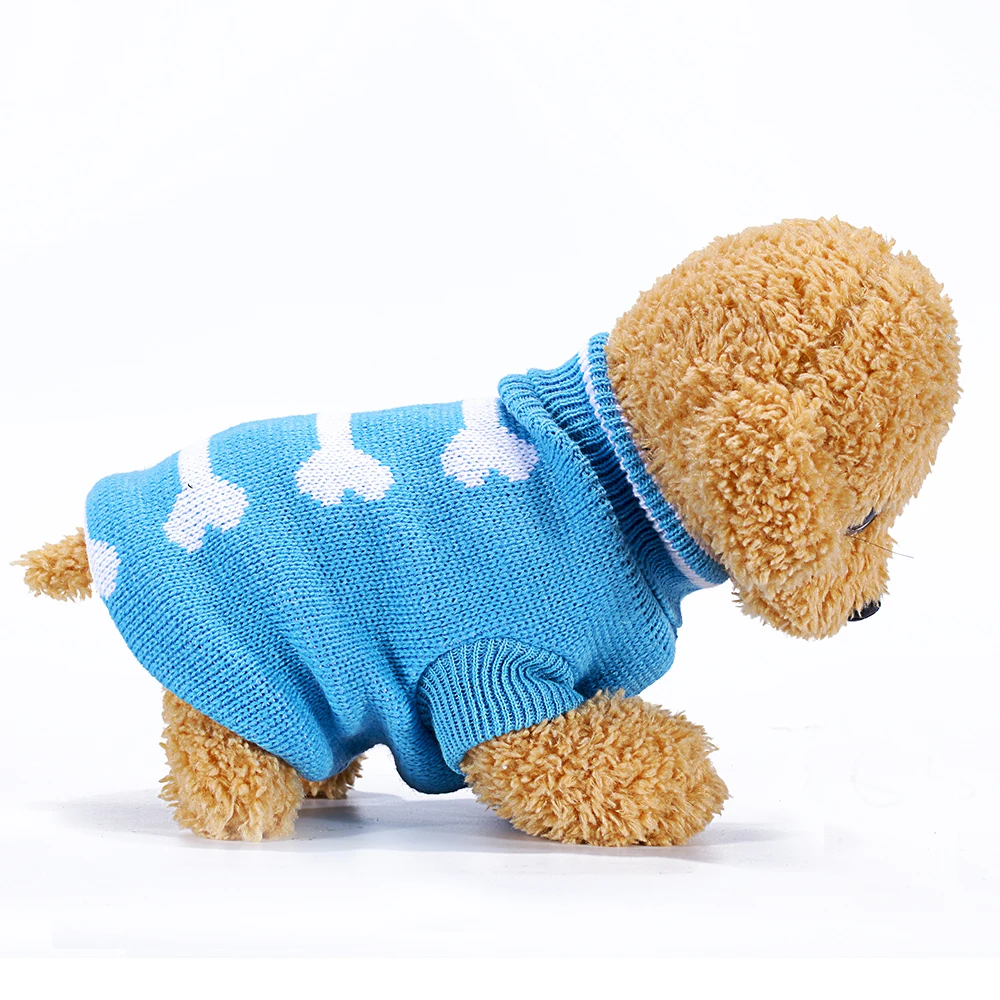 Милый свитер для собак с рисунком кости; одежда для домашних животных; сезон осень-зима; теплая одежда для бульдога; французский джемпер; одежда; KL020
