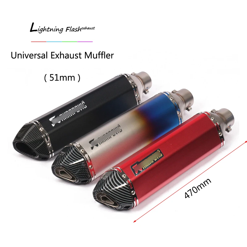 

470mm Motorcycle Exhaust Muffler Pipe Slip On Universal 51mm Exhaust Tail Pipe Removable DB Killer Escape Dirt Bike ATV Silencer