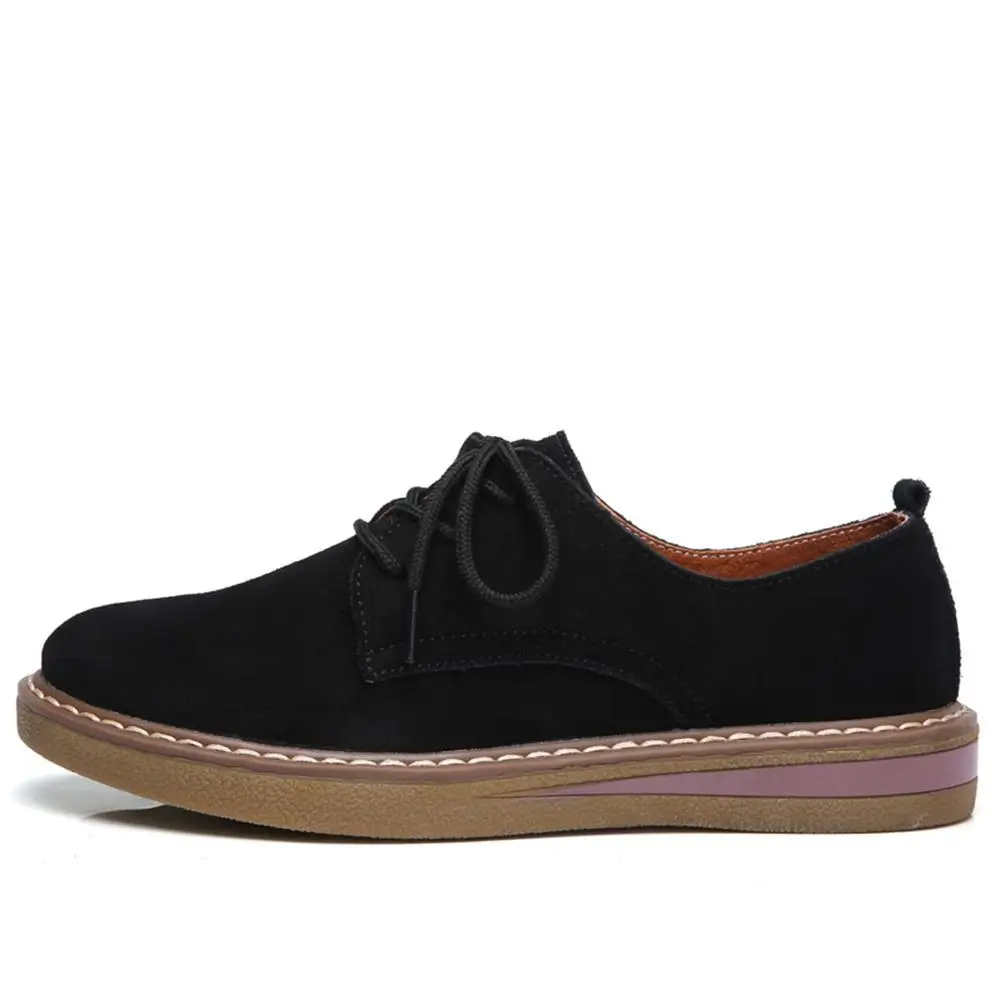 

2018 Spring women sneakers oxford shoes flats shoes women leather suede lace up boat shoes round toe flats moccasins 989
