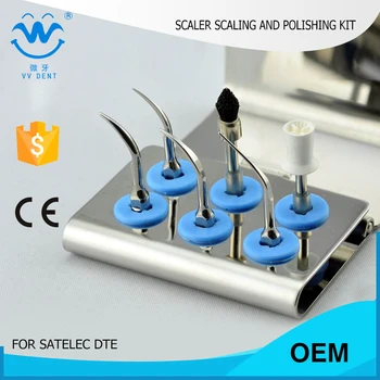 

1 SET SSPKS scaler scaling and polishing kit silver for teeth scaling fit satelec WOODPECKER-DTE GNAUTS dental equipment