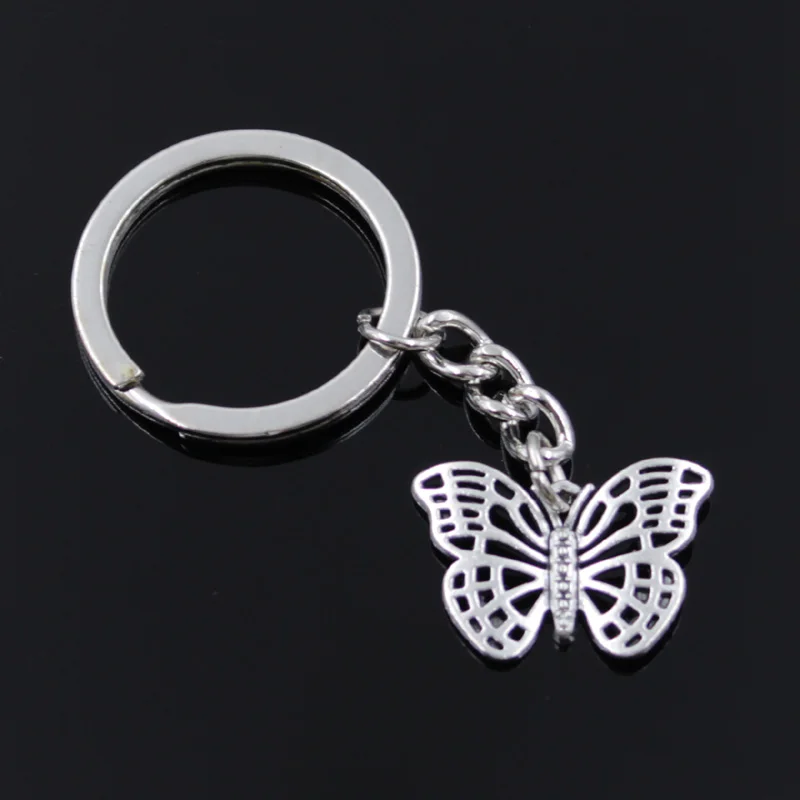 

new fashion men 30mm keychain DIY metal holder chain vintage hollow butterfly 26x18mm silver pendant car Keychain Gift