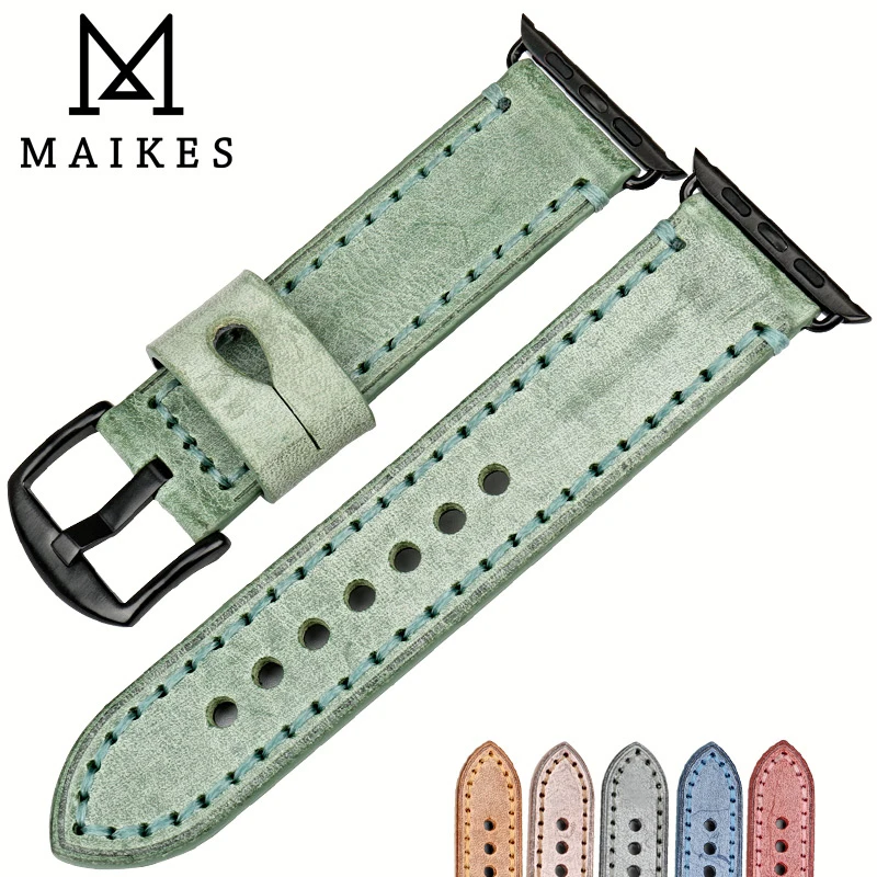 Comprar MAIKES correa de cuero especial para Apple Watch Band 44mm 40mm 42mm 38mm Series 4 3 2 todos los modelos correa de reloj